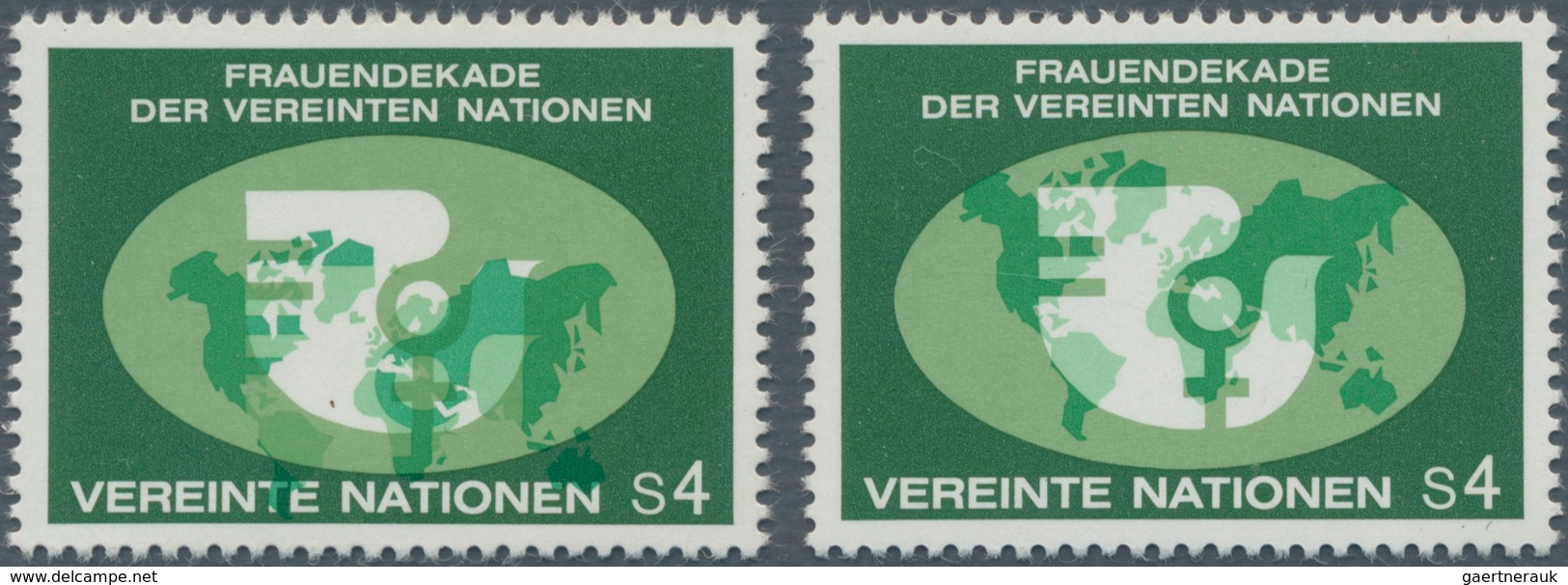 Vereinte Nationen - Wien: 1980, 4 S. Frauendekade Der UNO Mit Extremer Passerverschiebung Der Blaugr - Unused Stamps