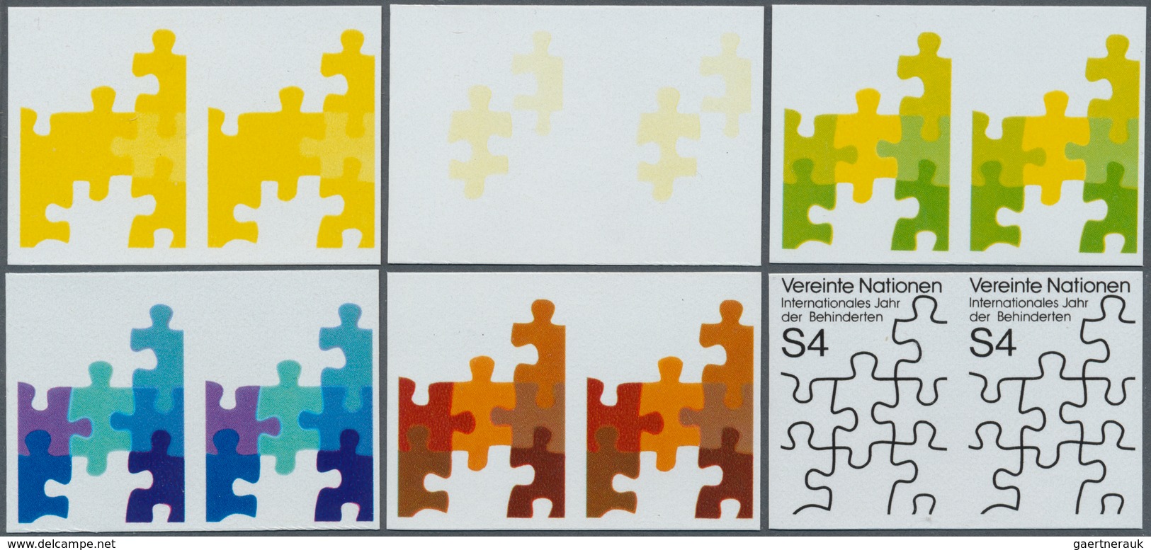 Vereinte Nationen - Wien: 1981. Progressive Proof (6 Phases), Viz Color Separations, In Horizontal P - Neufs