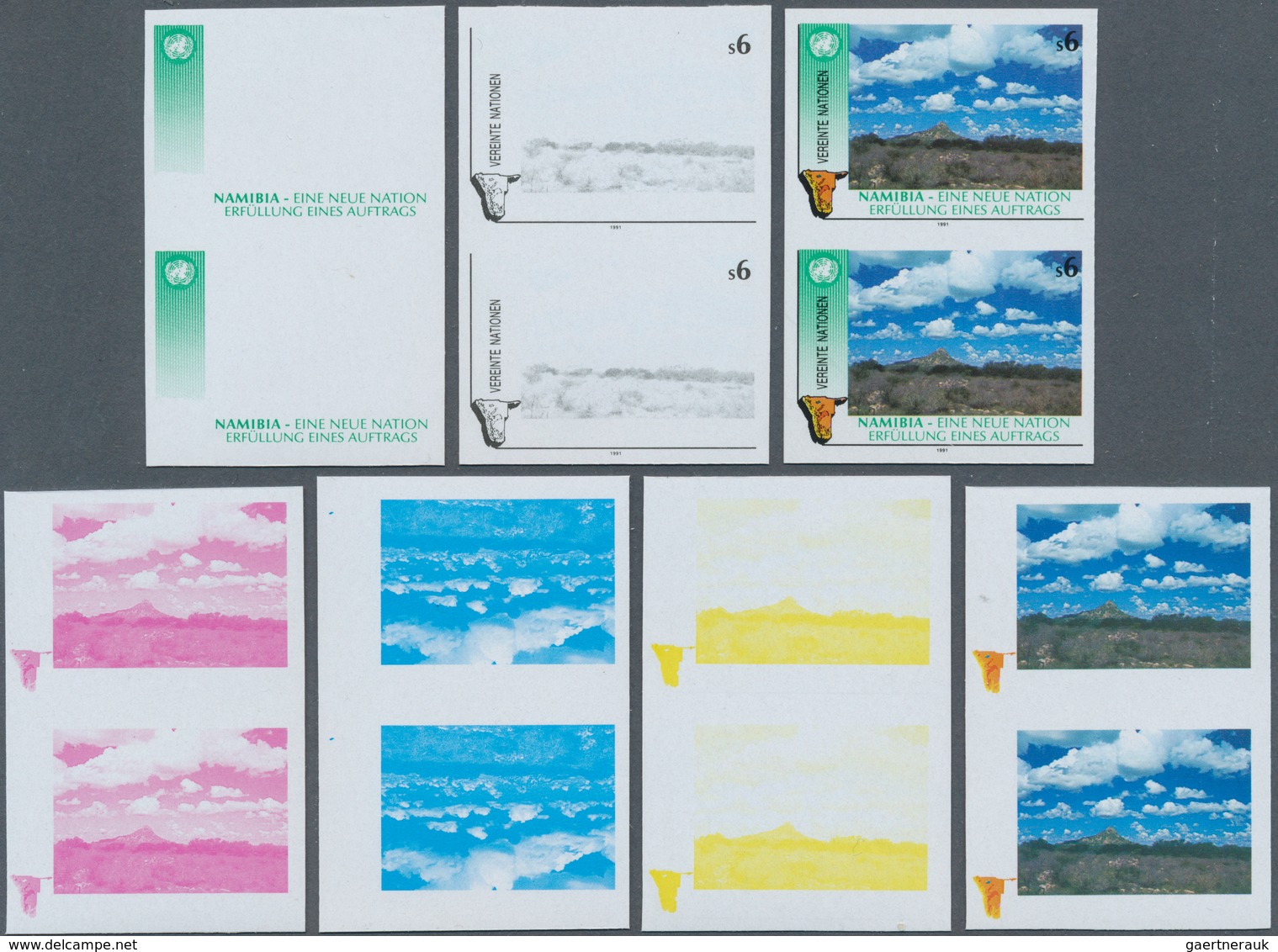 Vereinte Nationen - Wien: 1991. Progressive Proof (7 Phases), Viz Color Separations, In Vertical Pai - Unused Stamps