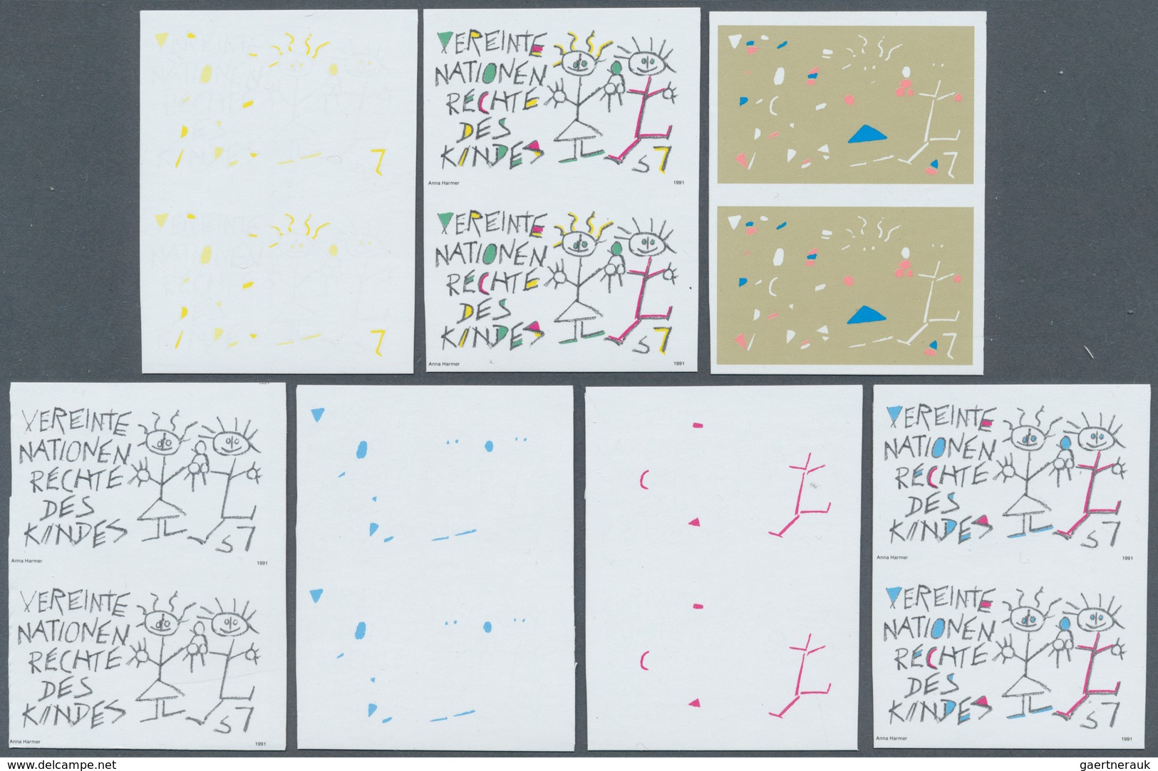 Vereinte Nationen - Wien: 1991. Progressive Proof (7 Phases), Viz Color Separations, In Vertical Pai - Neufs