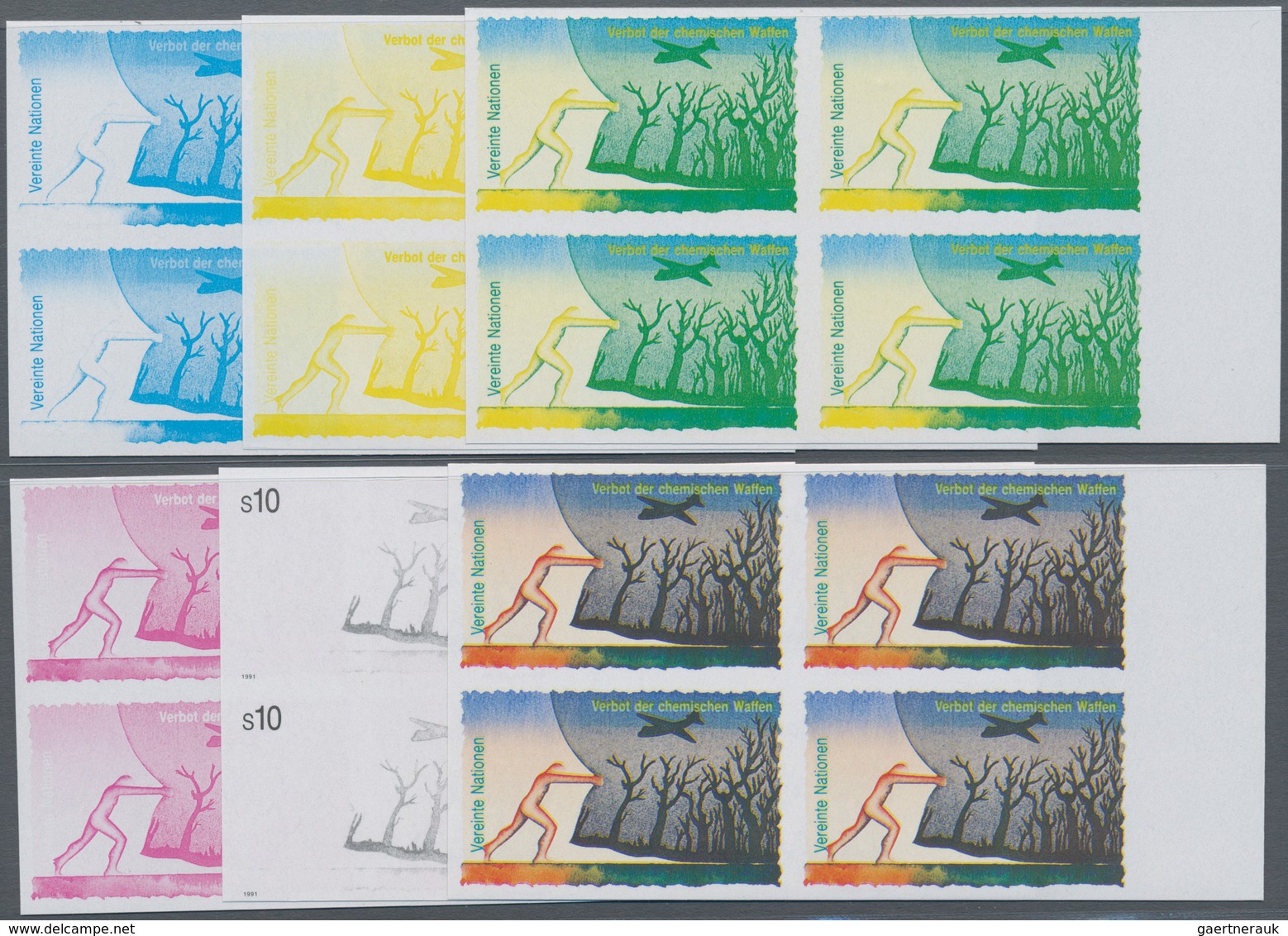 Vereinte Nationen - Wien: 1991, Verbot Von Chemischen Waffen 10 S. 'entlaubter Wald Und Flugzeug' In - Unused Stamps