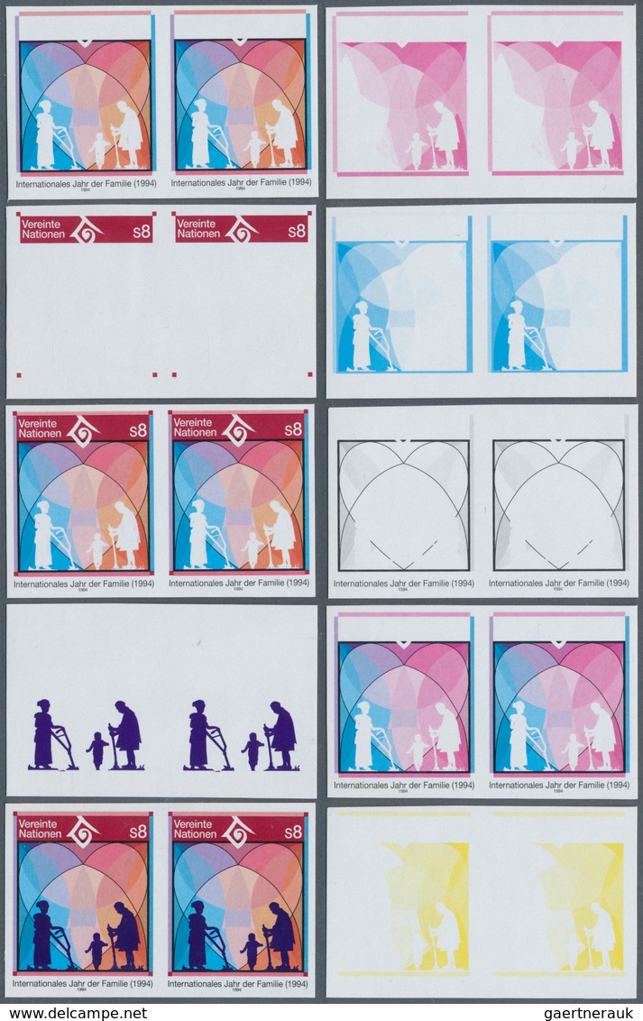 Vereinte Nationen - Wien: 1994. Progressive Proof (10 Phases), Viz Color Separations, In Horizontal - Neufs