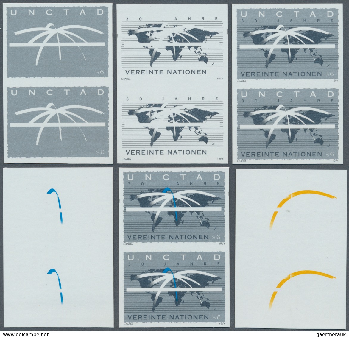 Vereinte Nationen - Wien: 1994. Progressive Proof (12 Phases), Viz Color Separations, In Vertical Pa - Neufs