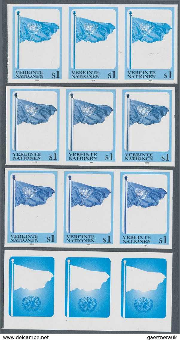 Vereinte Nationen - Wien: 1996. Progressive Proof (8 Phases) In Horizontal Strips Of 3 For The 1s De - Unused Stamps
