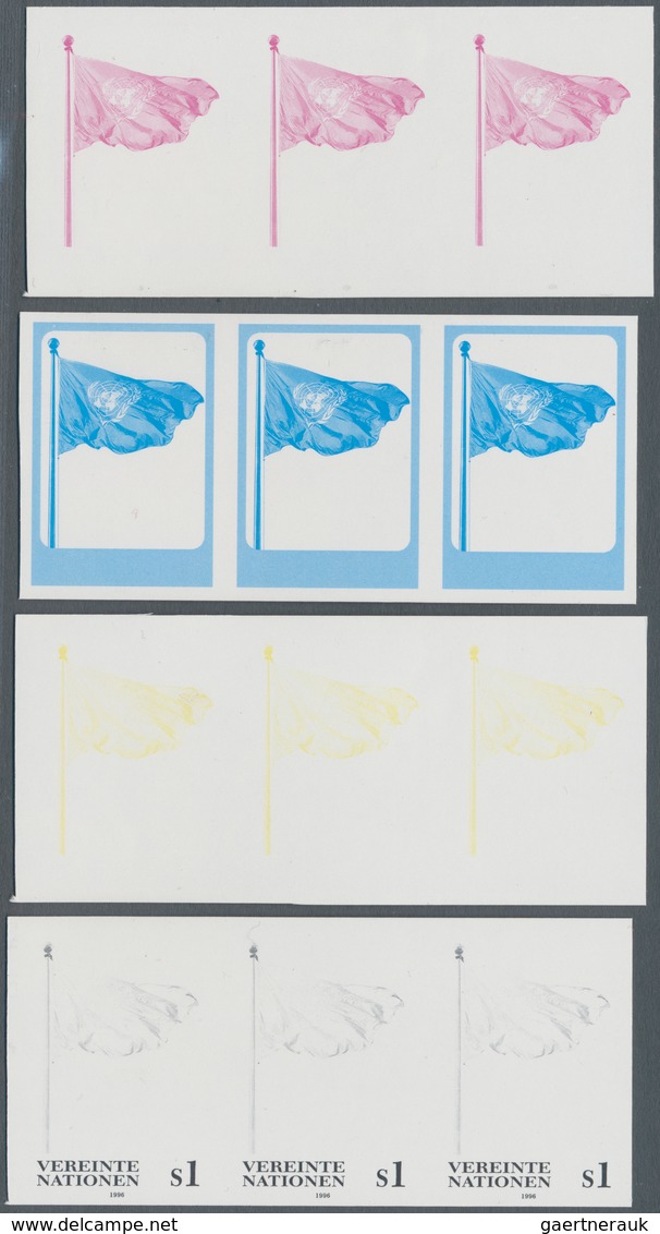 Vereinte Nationen - Wien: 1996. Progressive Proof (8 Phases) In Horizontal Strips Of 3 For The 1s De - Unused Stamps