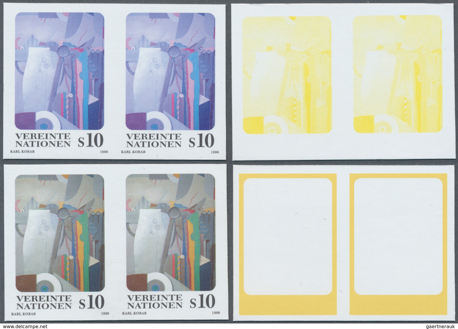 Vereinte Nationen - Wien: 1996. Progressive Proof (8 Phases), Viz Color Separations, In Horizontal P - Unused Stamps