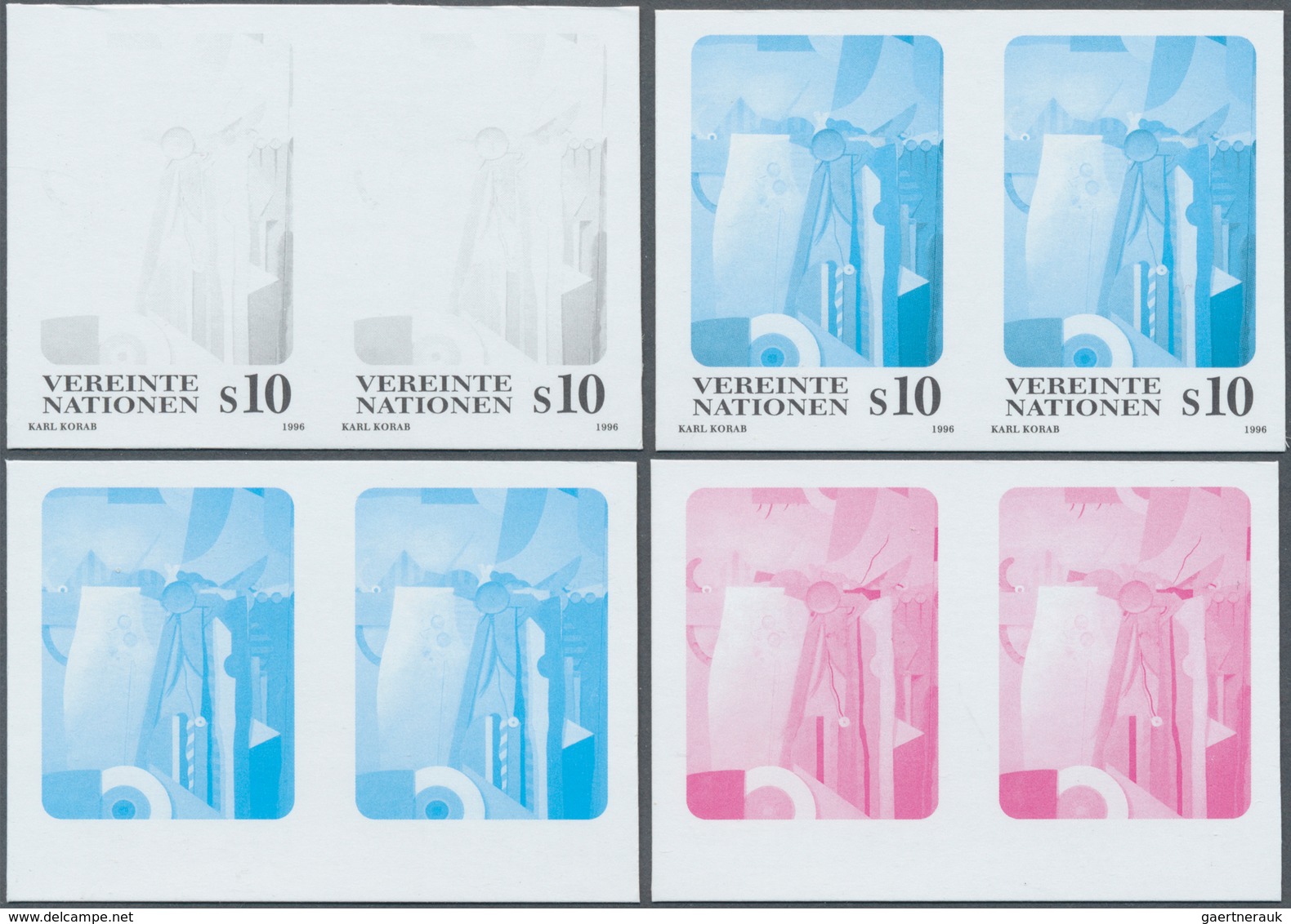 Vereinte Nationen - Wien: 1996. Progressive Proof (8 Phases), Viz Color Separations, In Horizontal P - Neufs