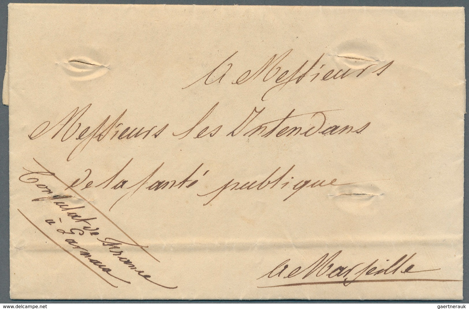 Zypern - Vorläufer: 1834, Kompletter Brief Des Franz. Konsulats In Larnaca An "INTENDANT DE LA SANTE - Other & Unclassified