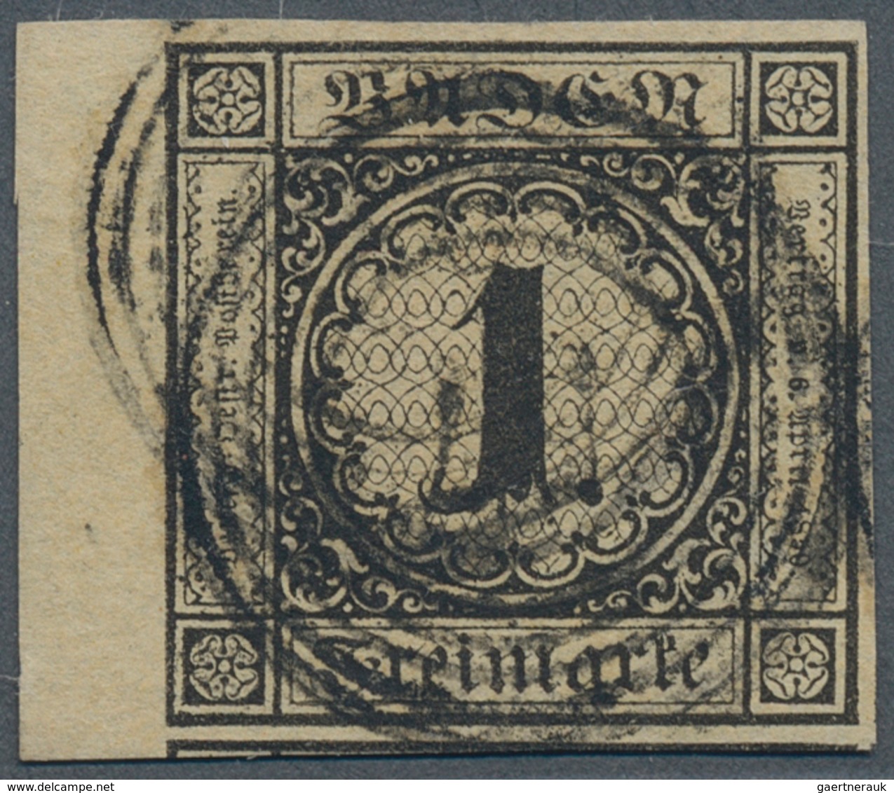 Baden - Marken Und Briefe: 1851, 1 Kreuzer Schwarz/sämisch, Allseits Voll- Bis überrandig Geschnitte - Sonstige & Ohne Zuordnung