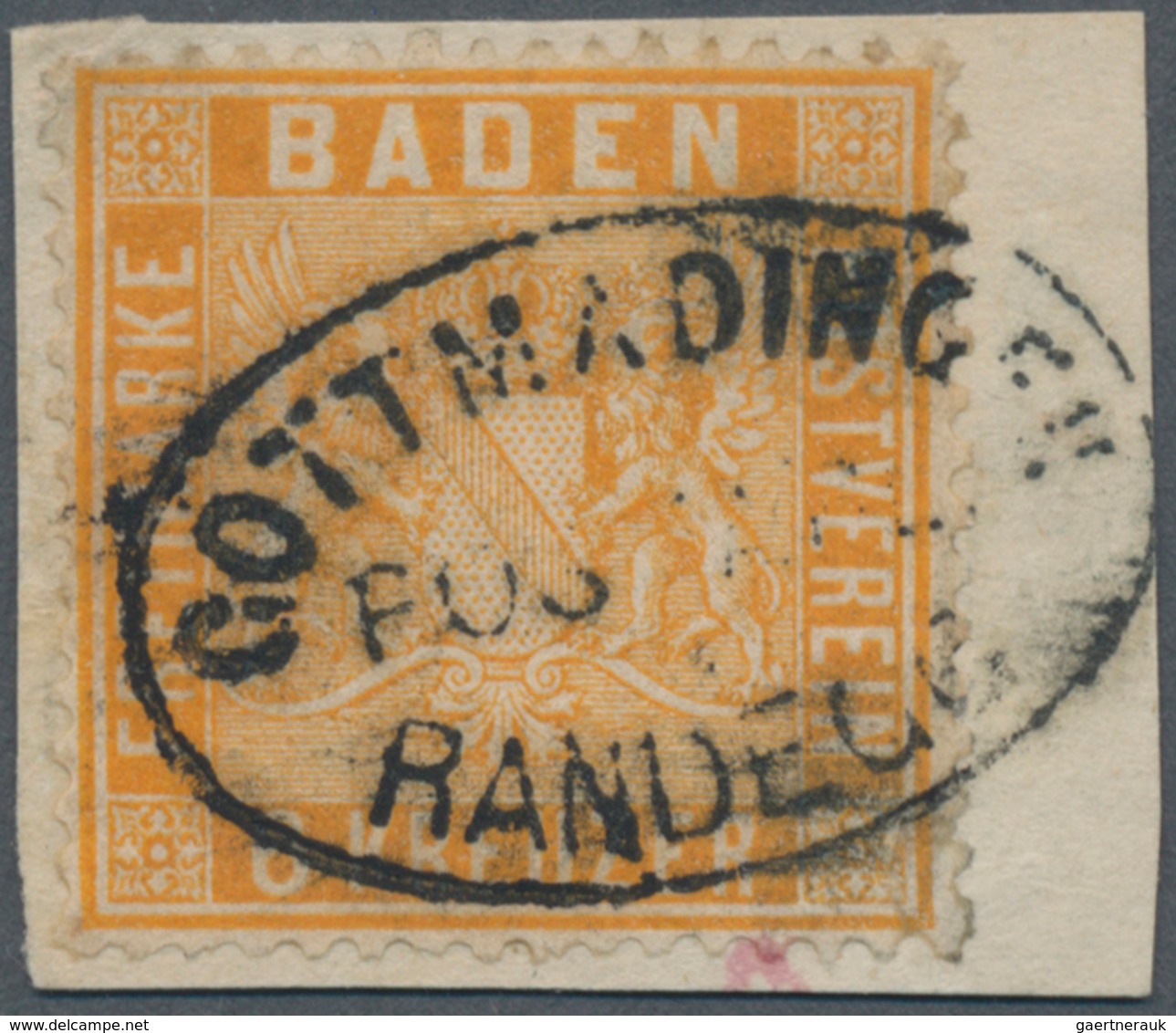 Baden - Marken Und Briefe: 1860 6 Kr Hellgelborange (kleines Risschen Sonst Tadellos) Auf Briefstück - Other & Unclassified