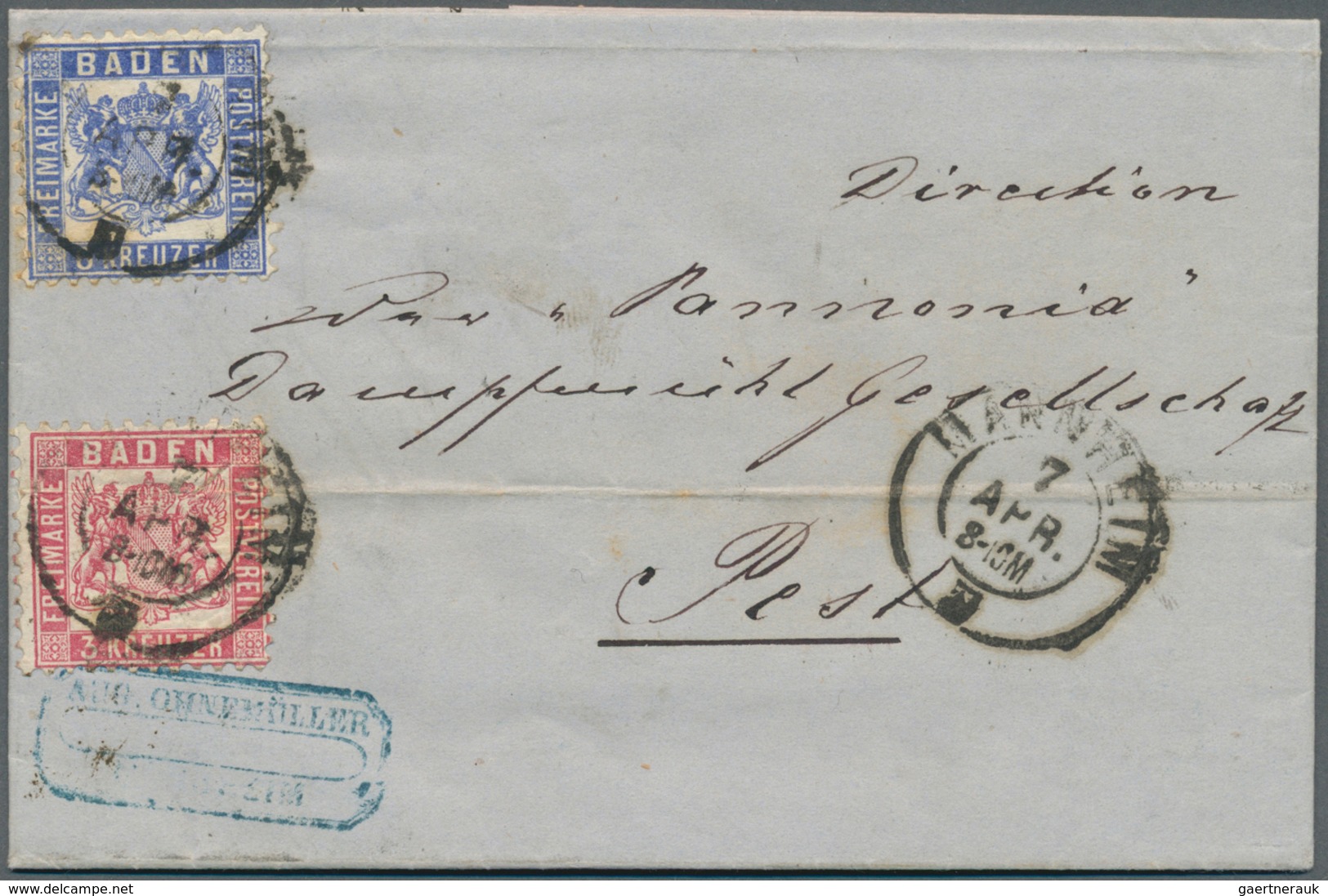 Baden - Marken Und Briefe: 1862, 3 Kr Rot MiF Mit 6 Kr Ultramarin Auf Komplettem Faltbrief Mit Text - Autres & Non Classés