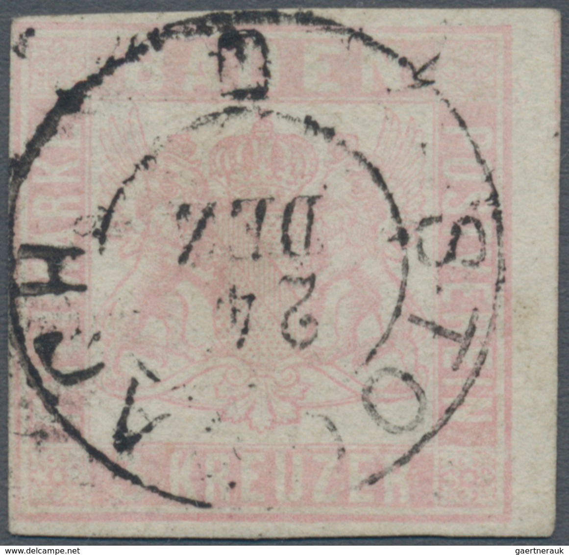 Baden - Marken Und Briefe: 1862, Wappen 3 Kr. Rosa UNGEZÄHNT, Sogenanntes STOCKACH PROVISORIUM, Link - Other & Unclassified