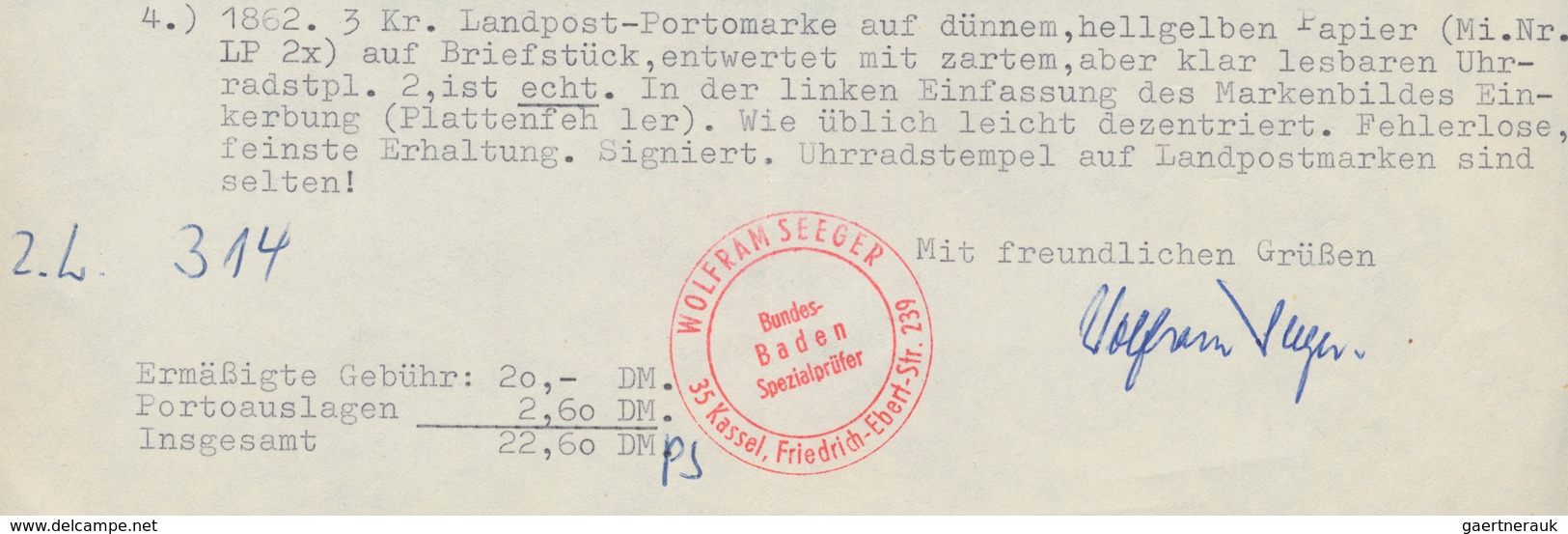 Baden - Landpostmarken: 1862, Ziffer Im Rankenwerk 3 Kr Schwarz Auf Hellgrünlichgelb, Dünneres Papie - Autres & Non Classés