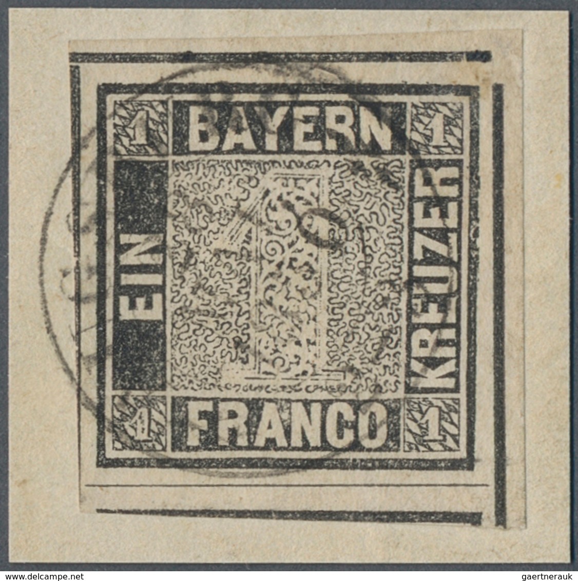 Bayern - Marken Und Briefe: 1849, 1 Kr. Schwarz, Allseits Breit- Bis überrandige Rechte Obere BOGENE - Other & Unclassified