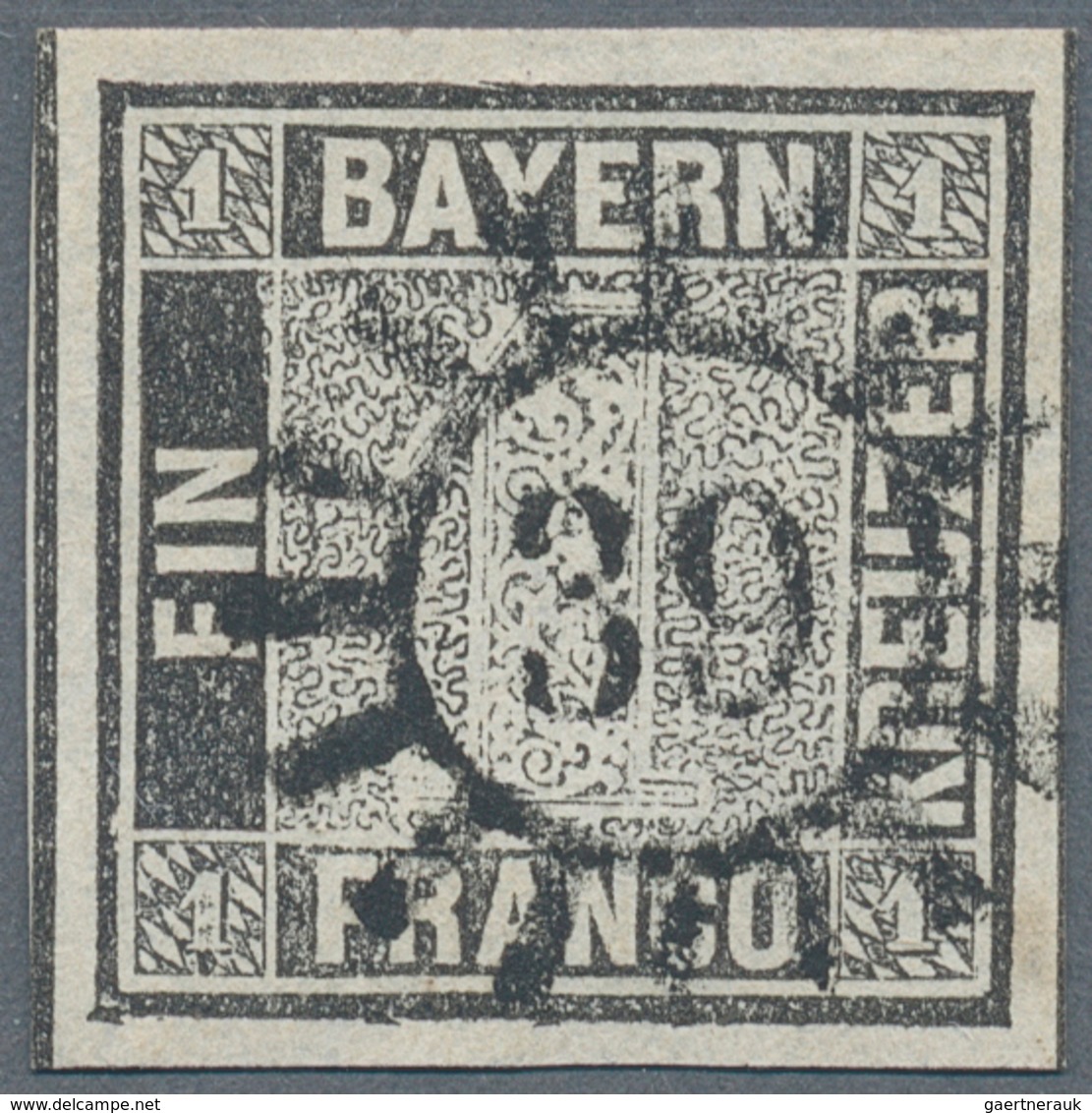 Bayern - Marken Und Briefe: 1949, 1 Kreuzer Grauschwarz, Platte 1, Feld C37 Mit Handbuch-PLATTENFEHL - Sonstige & Ohne Zuordnung