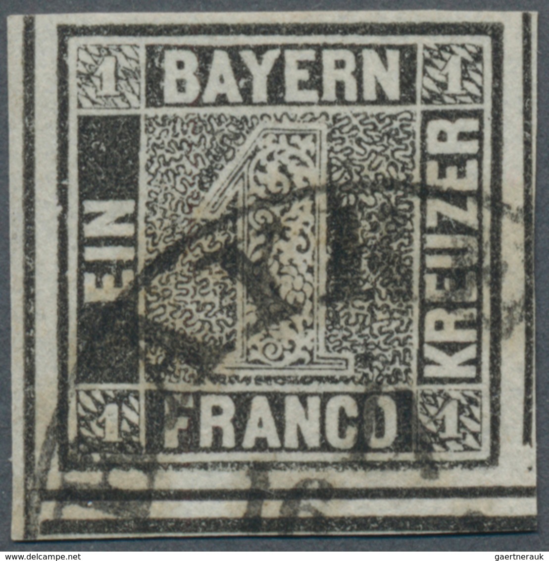 Bayern - Marken Und Briefe: 1849, SCHWARZER EINSER 1 Kreuzer Schwarz, Platte 1, Zwei Waagerechte TRE - Autres & Non Classés