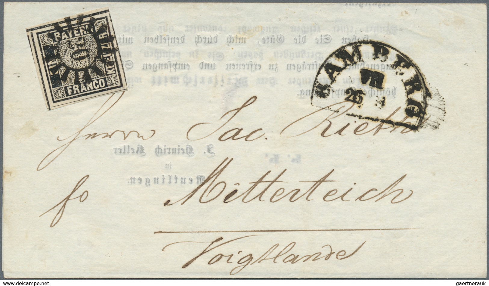 Bayern - Marken Und Briefe: 1849: 1 Kreuzer Tiefschwarz, Platte I, Sehr Breitrandig Bis überrandig G - Autres & Non Classés