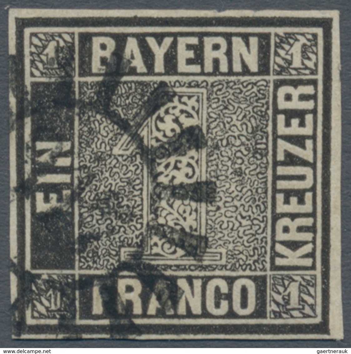 Bayern - Marken Und Briefe: 1849, SCHWARZER EINSER 1 Kreuzer Schwarz, Platte 2, Farbfrisches Exempla - Autres & Non Classés