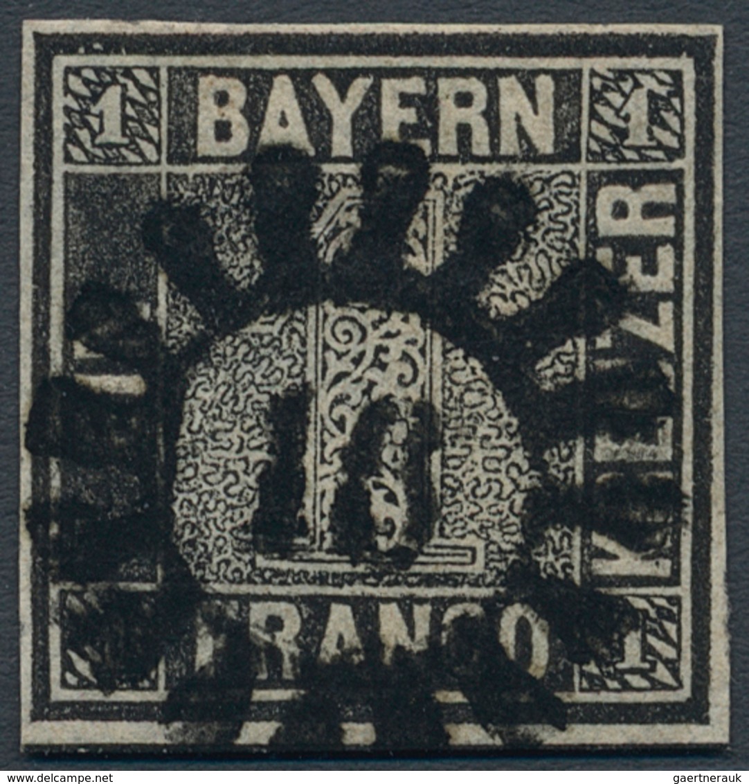 Bayern - Marken Und Briefe: 1849, Schwarzer Einser 1 Kreuzer Grauschwarz, Platte 2 Mit GMR "16" (Au - Autres & Non Classés