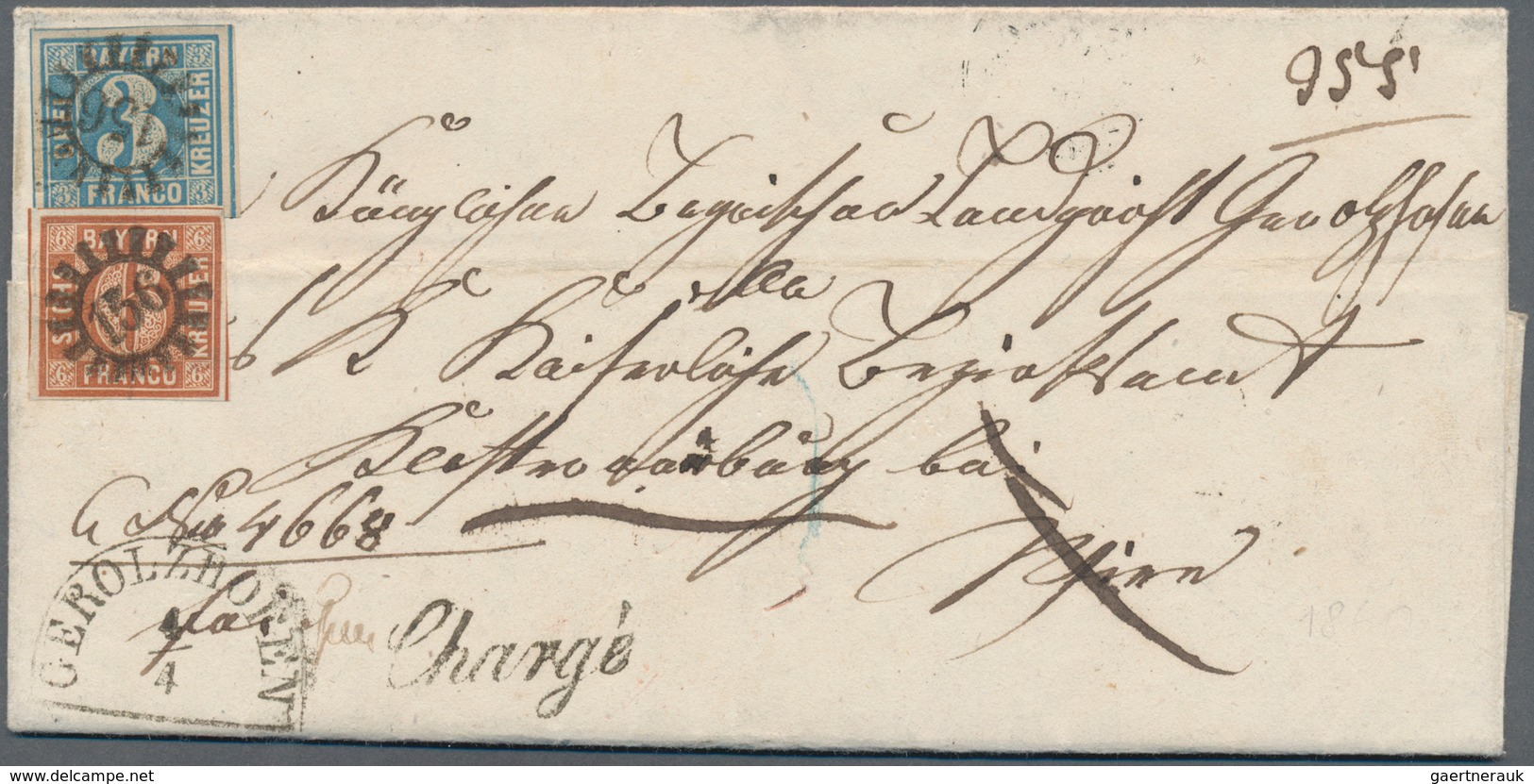 Bayern - Marken Und Briefe: 1850, Quadratausgabe 3 Kr. Blau Und 6 Kr. Braunorange Je Platte II Beide - Autres & Non Classés
