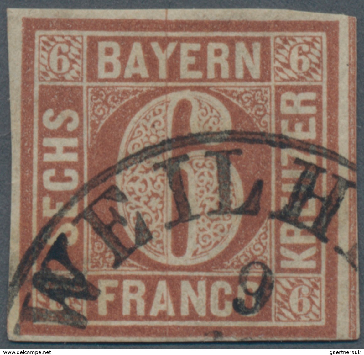 Bayern - Marken Und Briefe: 1849, Freimarke Ziffern 6 Kr. Lebhaftbraunorange Von Platte 1, Entwertet - Autres & Non Classés