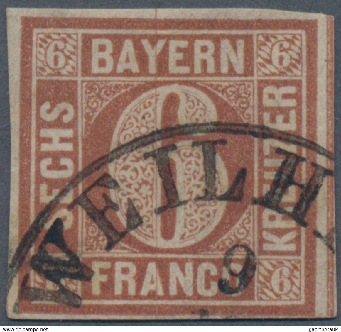 Bayern - Marken Und Briefe: 1849, Freimarke Ziffern 6 Kr. Lebhaftbraunorange Von Platte 1, Entwertet - Other & Unclassified