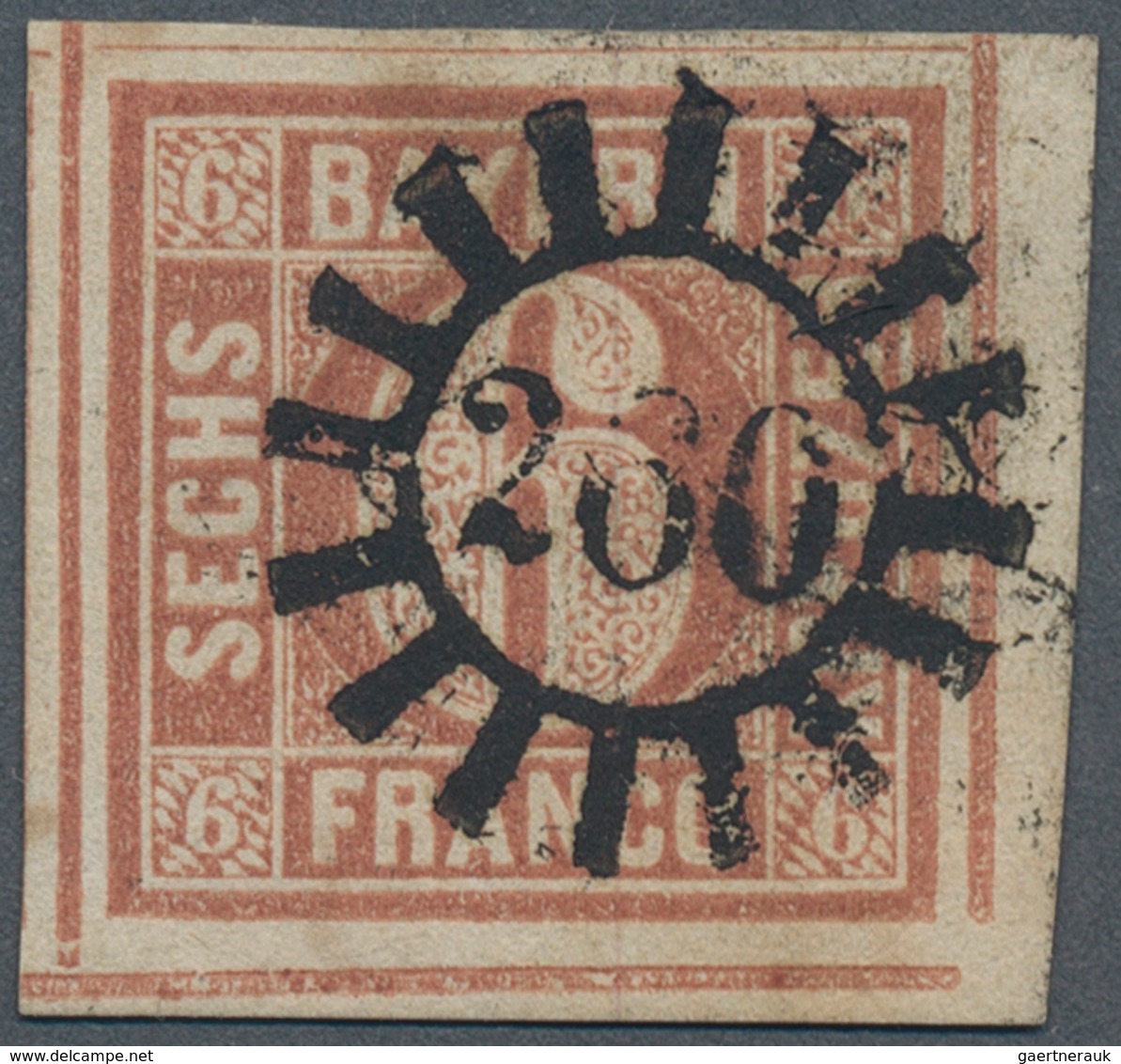 Bayern - Marken Und Briefe: 1849, 6 Kreuzer Braunorange Aus Der Rechten Unteren BOGENECKE Entwertet - Autres & Non Classés