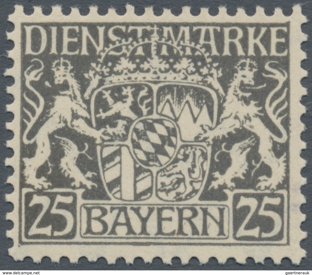 Bayern - Dienstmarken: 1916, Wappen 25 Pfg. Grau Auf Cremigem Papier Mit Markant Ausgeprägter Senkre - Autres & Non Classés