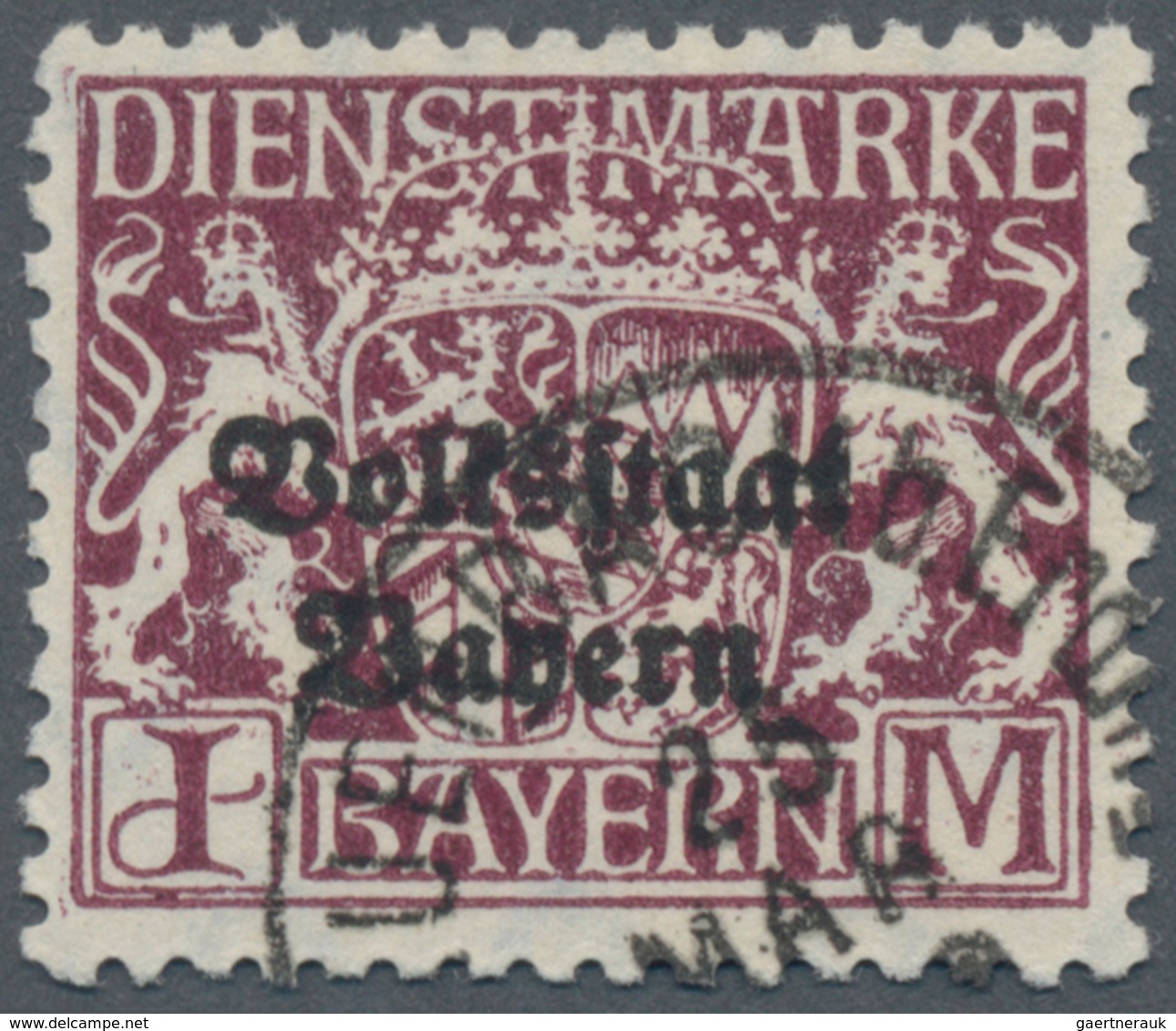 Bayern - Dienstmarken: 1919, 1 M. Volksstaat Dunkellila, Sauber Gestempelt, Sauber Gestempelt, Prach - Autres & Non Classés