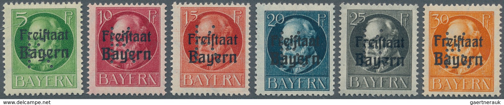 Bayern - Portofreiheitsmarken: 1919, Ludwig 5 Pf. Bis 30 Pf Mit Eingelochtem "K", 6 Postfrische Wert - Other & Unclassified