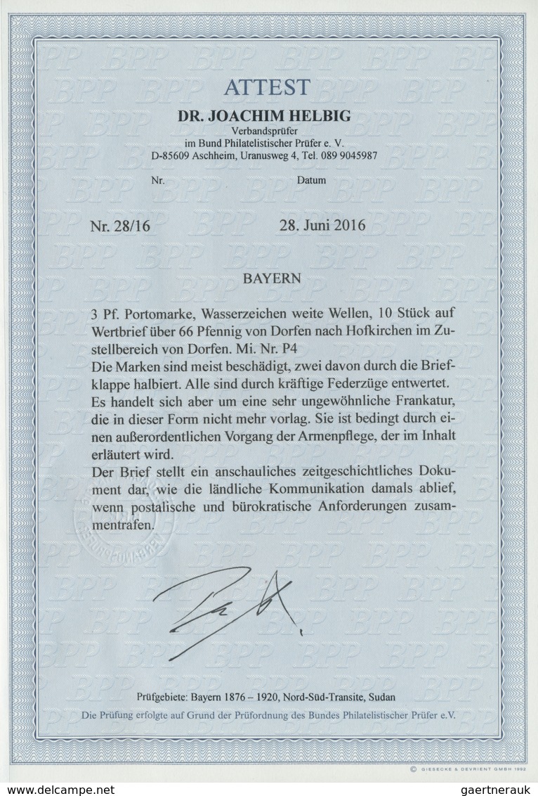 Bayern - Portomarken: 1878, Unfrankierter Wertbrief über 66 Pfennig Mit K1 DORFEN / 5.3. Nach Hofkir - Autres & Non Classés