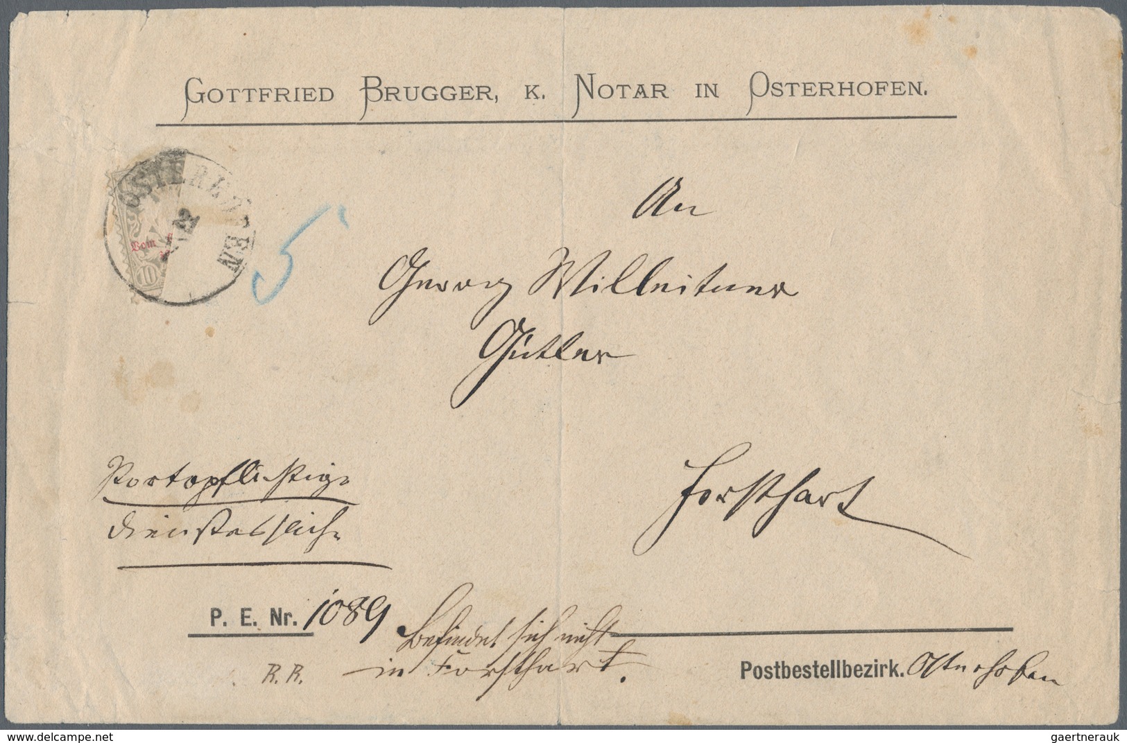 Bayern - Portomarken: 1876, OSTERHOFEN-PROVISORIUM LINKE HÄLFTE, 10 Pfg. Grau Schräg Halbiert Und Al - Other & Unclassified