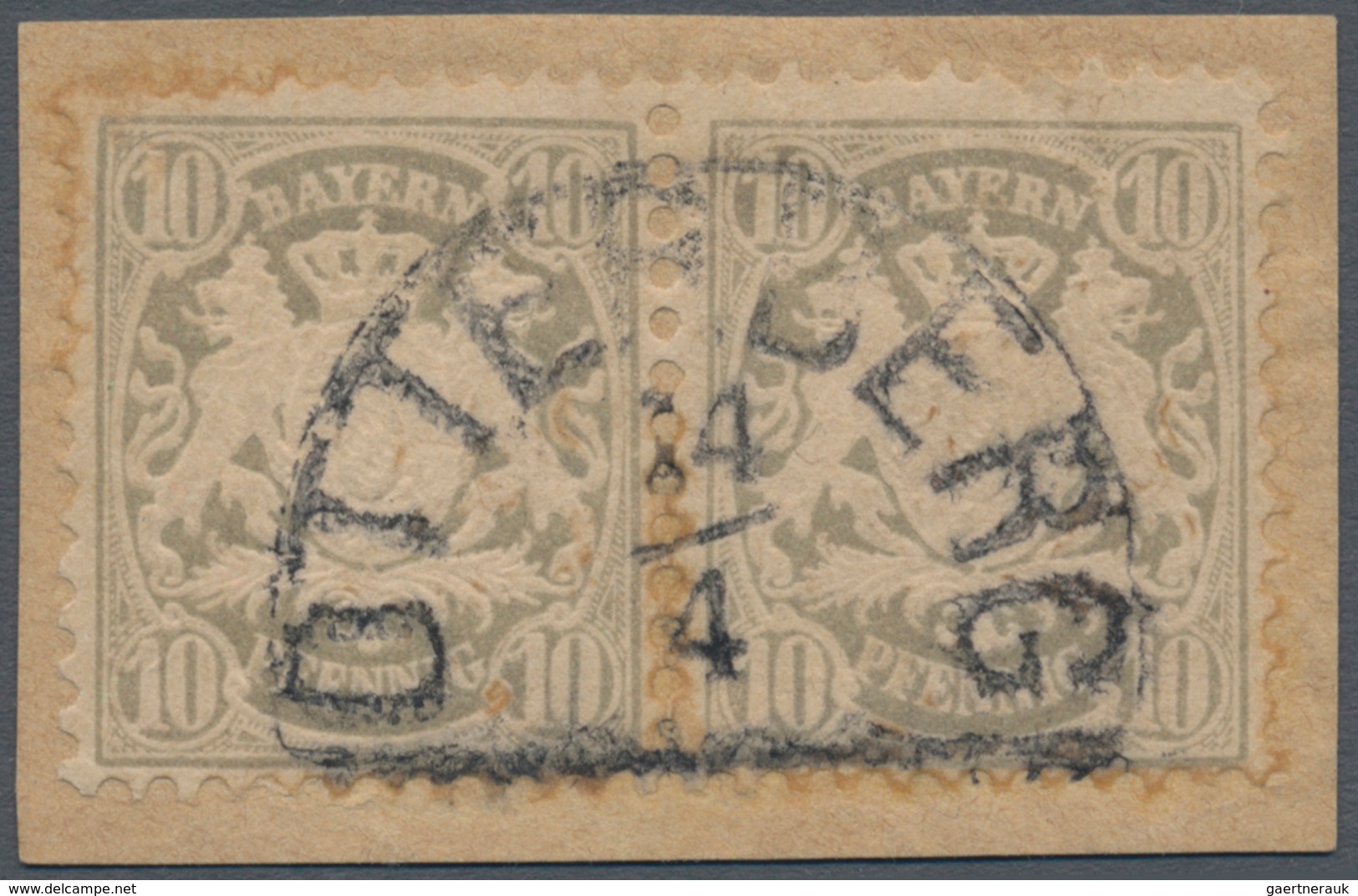 Bayern - Portomarken: 1883, 10 Pfg. Grau, Wz. "senkrechte Wellenlinien", Farbfrisches Waagerechtes P - Autres & Non Classés