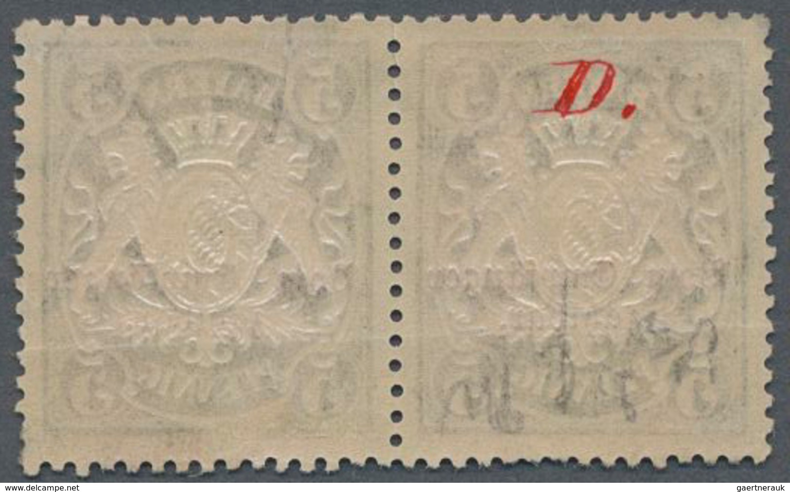 Bayern - Portomarken: 1888/1895, 5 Pf Gelbgrau Aufdruckwert Im Waager. Paar Ungebraucht, Signiert, M - Autres & Non Classés