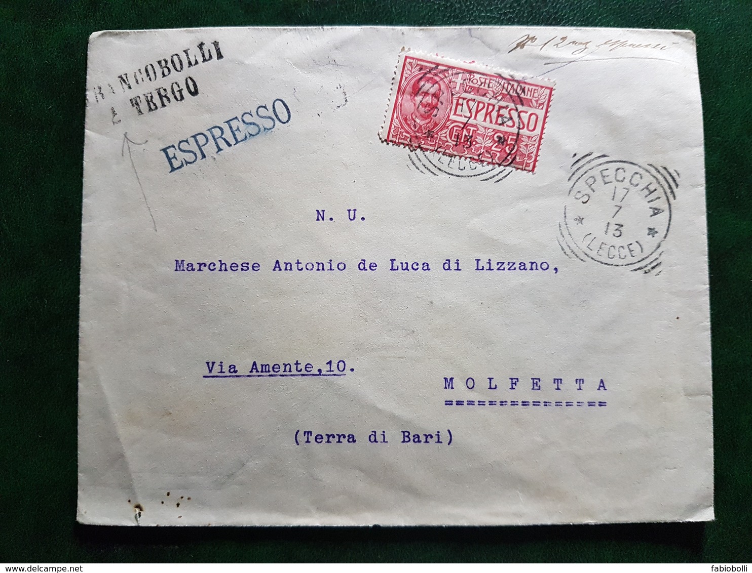 (15354) STORIA POSTALE ITALIA 1913 - Storia Postale