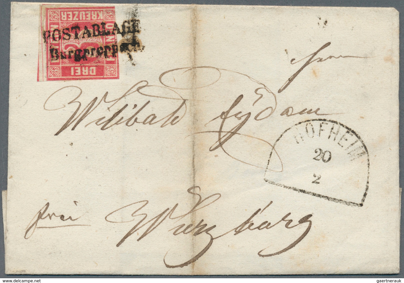 Bayern - Postablagestempel: "Burgreppach POSTABLAGE " L2 Auf Brief Mit 3 Kr. Rot (berührt) + Drei We - Autres & Non Classés