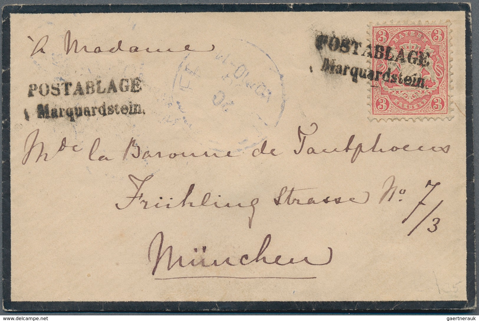 Bayern - Postablagestempel: 1870, 3 Kreuzer Hellkarmin Entwertet Mit Postablagestempel "Marquardstei - Autres & Non Classés