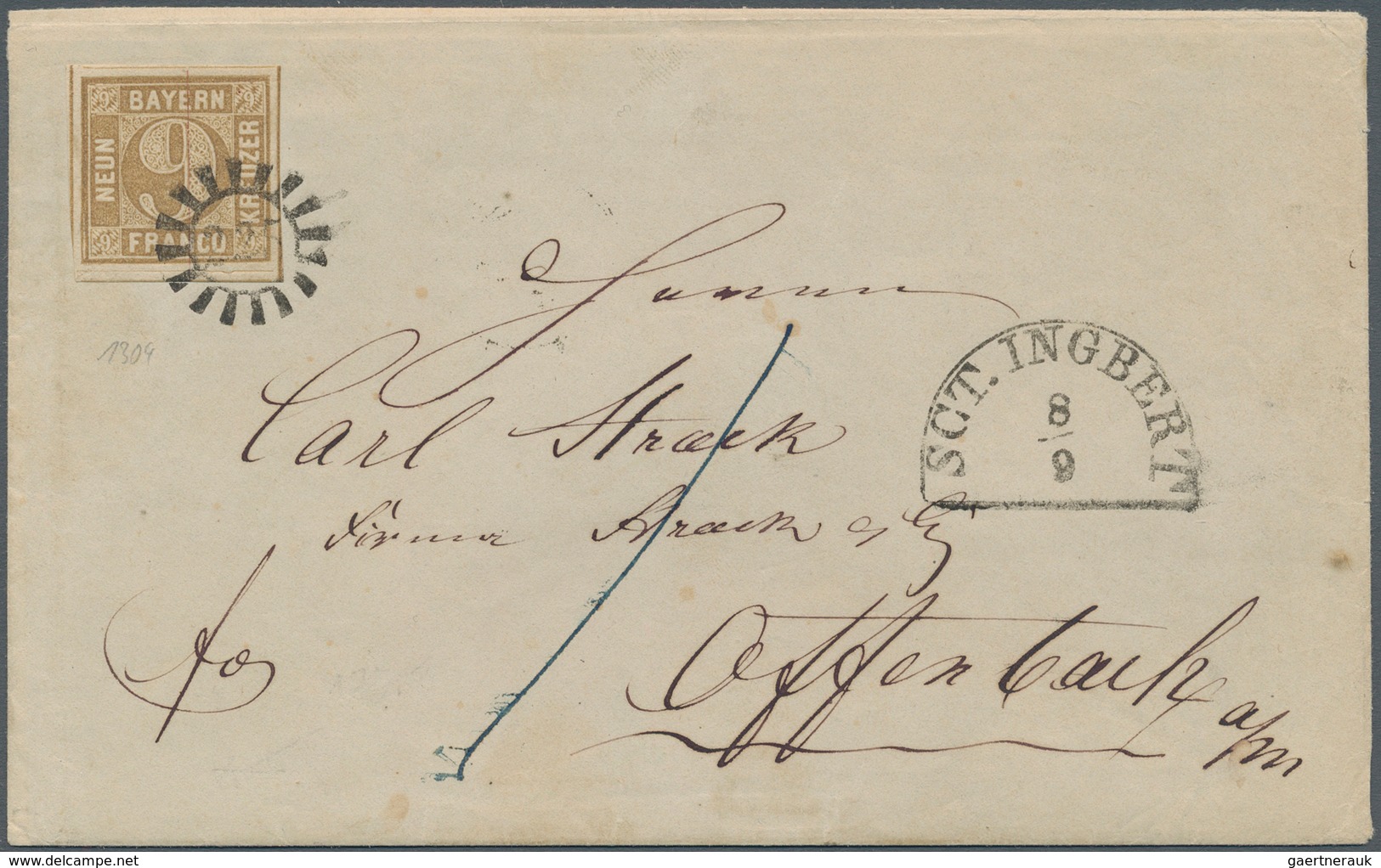 Bayern - Besonderheiten: 1862, "225" - SCT. INGBERT 8/9 Klar Auf Farbfrischer "9 Kr. Ockerbraun" Als - Other & Unclassified