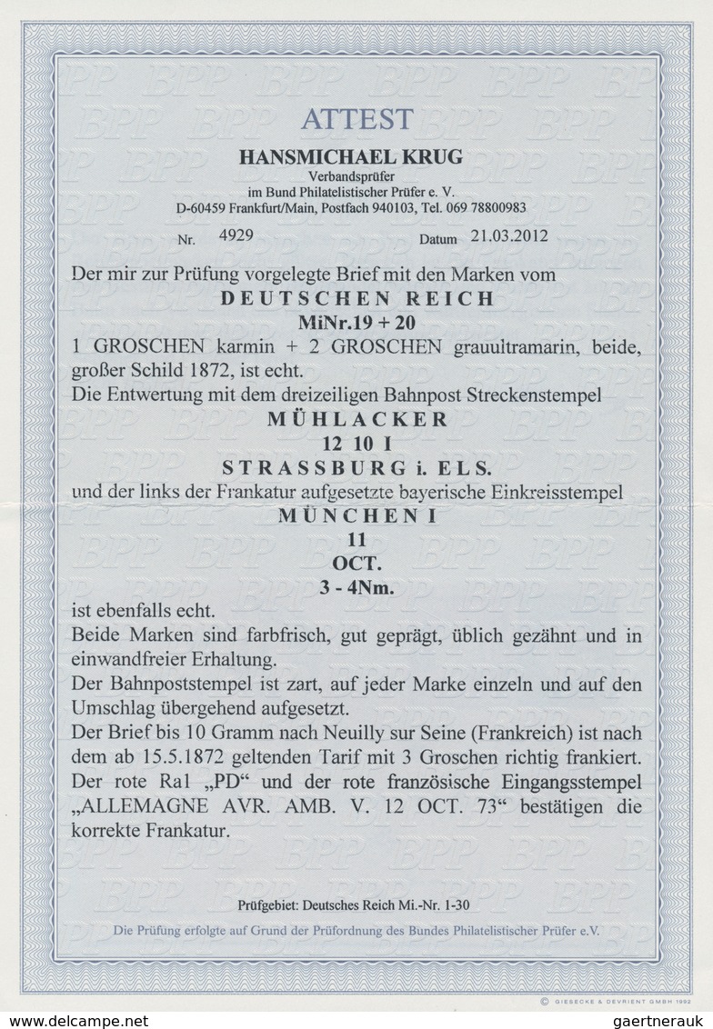 Bayern - Besonderheiten: 1873, Dt.Reich 1 Gr Karmin U. 2 Gr Grauultramarin Auf Brief Von München Mit - Autres & Non Classés