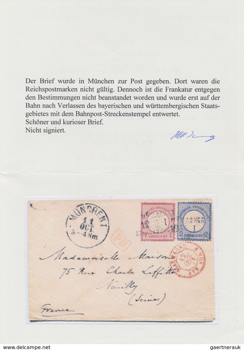 Bayern - Besonderheiten: 1873, Dt.Reich 1 Gr Karmin U. 2 Gr Grauultramarin Auf Brief Von München Mit - Autres & Non Classés