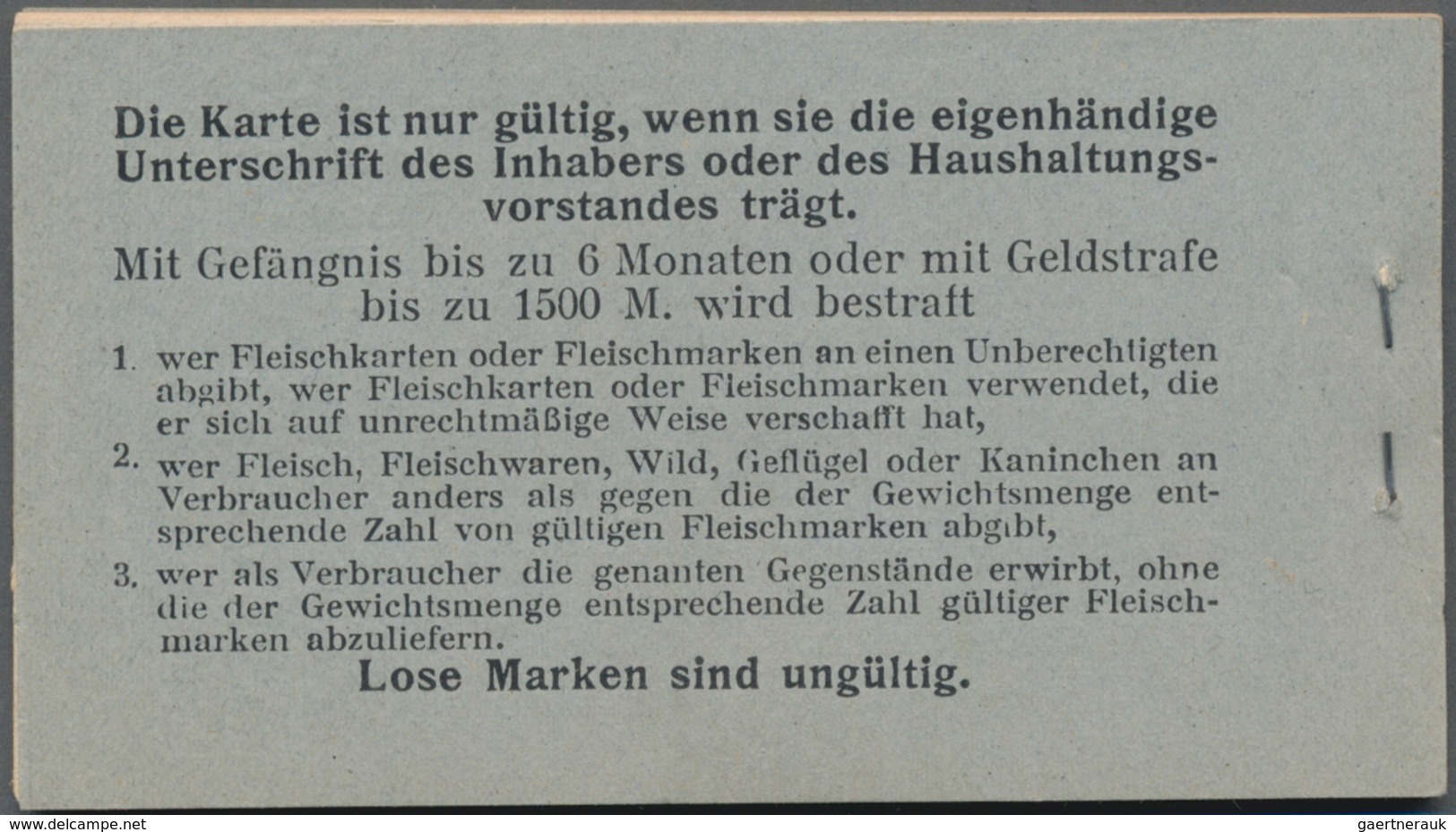 Bayern - Besonderheiten: 1916, Zwei "LANDES-fLEISCHKARTEN" Als Markenheftchen Mit Fleischmarken Für - Autres & Non Classés