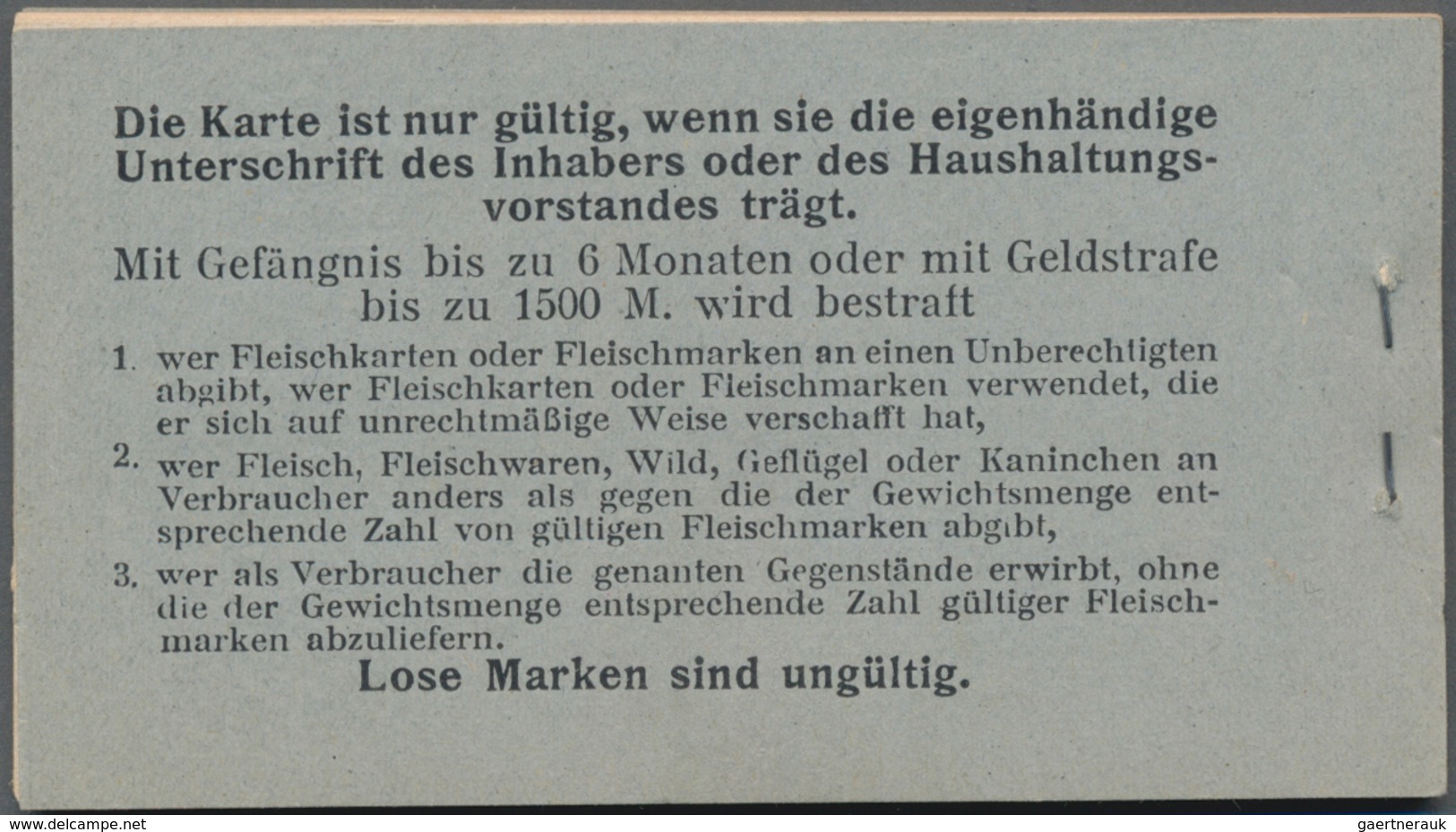 Bayern - Besonderheiten: 1916, Zwei "LANDES-fLEISCHKARTEN" Als Markenheftchen Mit Fleischmarken Für - Sonstige & Ohne Zuordnung