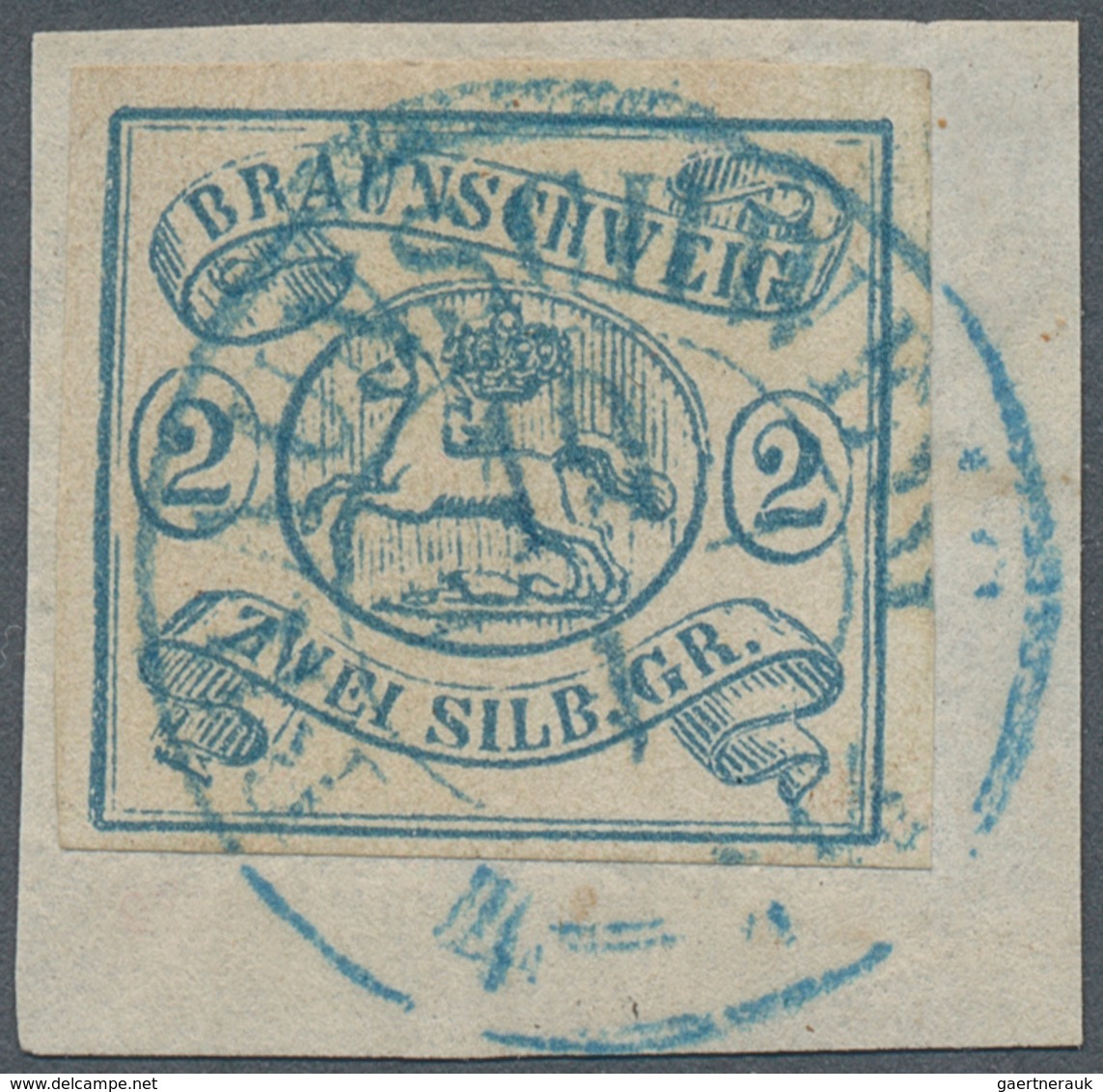 Braunschweig - Marken Und Briefe: 1852, 2 Sgr Blau Entwertet Mit Blauem K2 Auf Briefstück, Echt Und - Brunswick