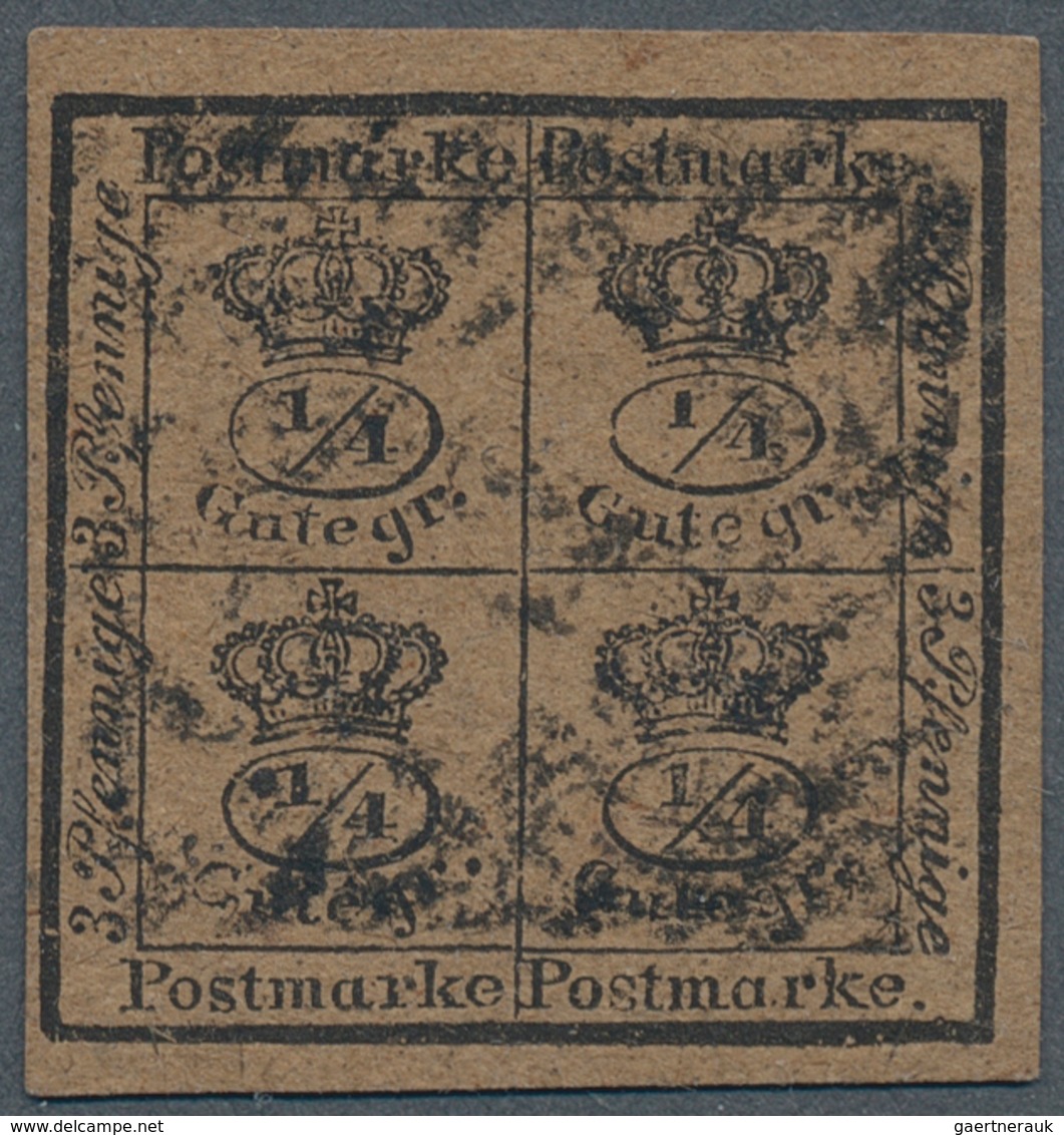Braunschweig - Marken Und Briefe: 1857, 4/4 Ggr. Schwarz Auf Hellbaunem Papier Mit Kopfstehendem Was - Brunswick