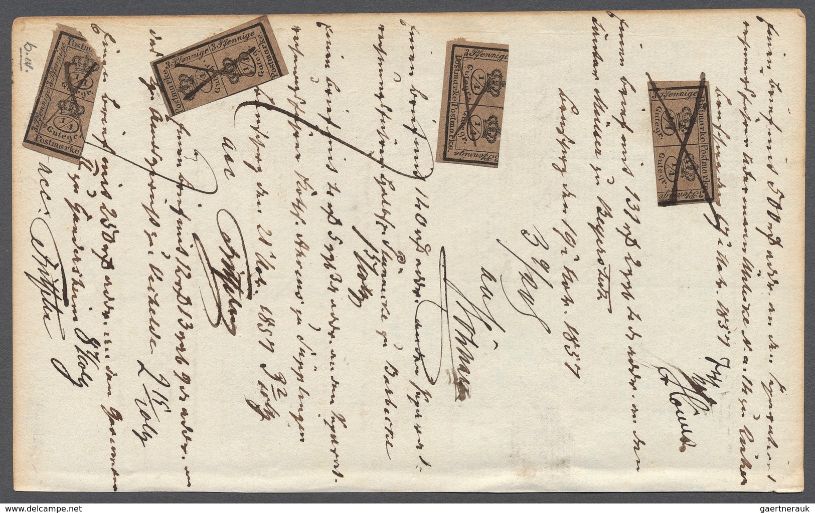 Braunschweig - Marken Und Briefe: 1857, Doppelseite Eines Post-Einlieferungsbuches Aus Landsberg Mit - Braunschweig