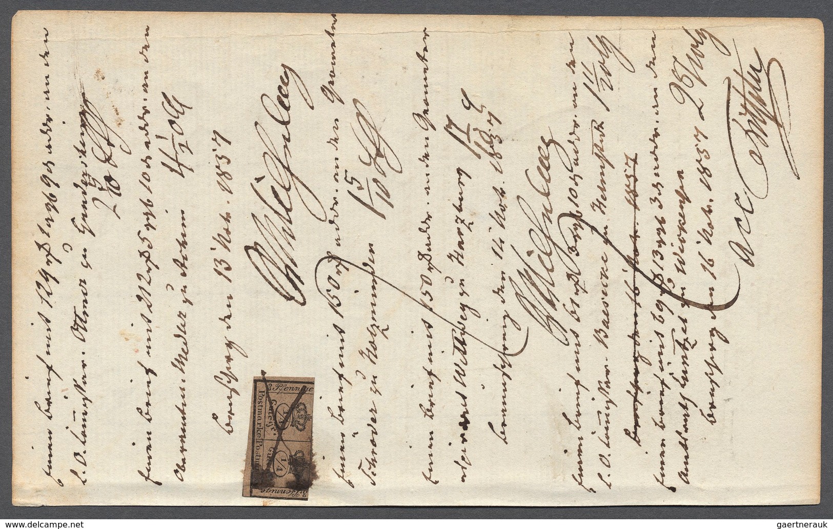 Braunschweig - Marken Und Briefe: 1857, Doppelseite Eines Post-Einlieferungsbuches Aus Landsberg Mit - Braunschweig