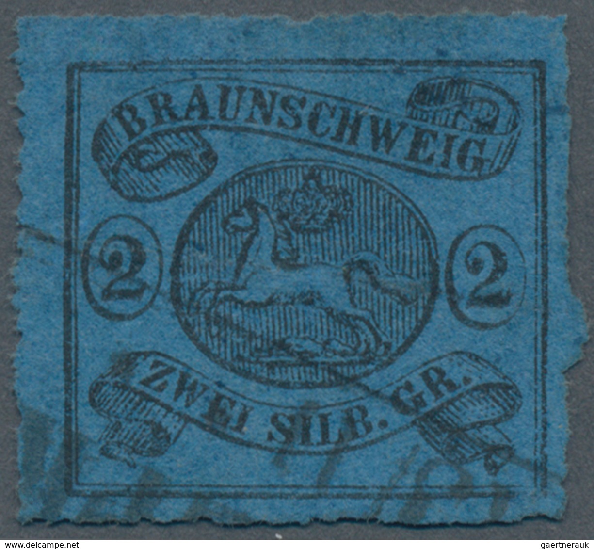 Braunschweig - Marken Und Briefe: 1864, 2 Sgr. Schwarz/dklblau, Allseits Voller Durchstich, Farbfris - Brunswick