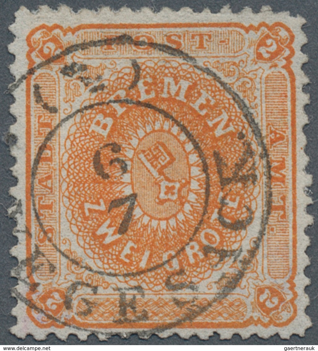 Bremen - Marken Und Briefe: 1866, 2 Grote Dkl'rötlichorange Entwertet Mit Klarem Schwarzem K2 "(V)EG - Bremen