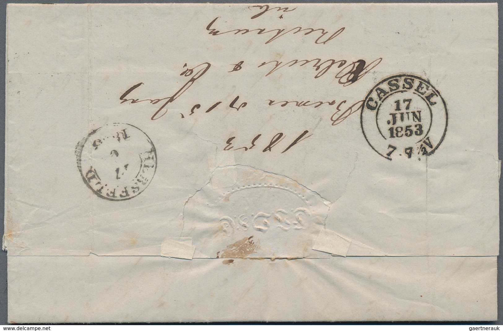 Bremen - Stempel: 1853, Vorphila-Segmentstempel "BREMEN F.TH.u.TAX.O P.A." Und Taxis-Nummernstempel - Brême