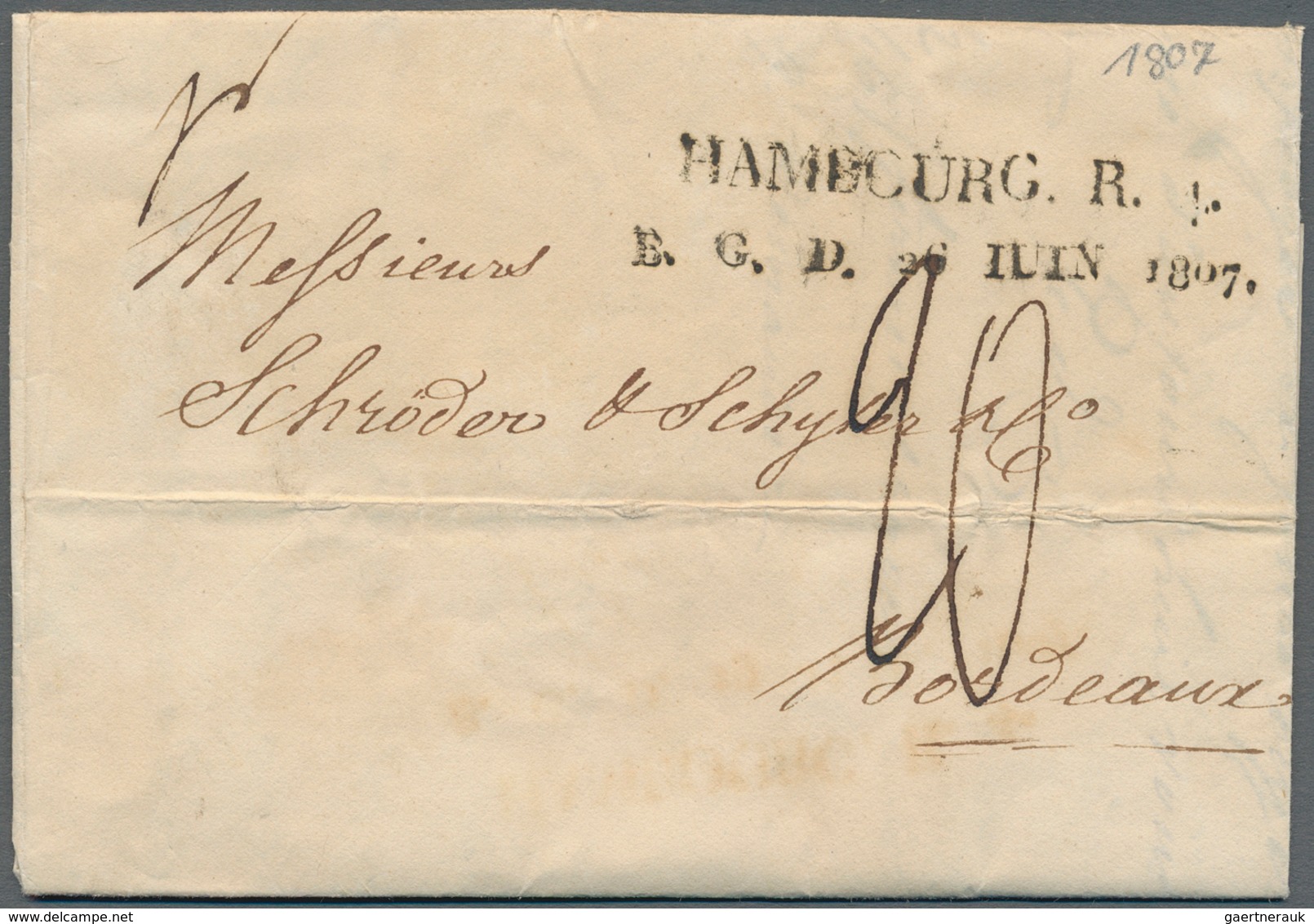 Hamburg - Französisches Postamt: "HAMBOURG R. 4. B. G. D. + Daten Juni Bis November 1807" Französisc - Other & Unclassified